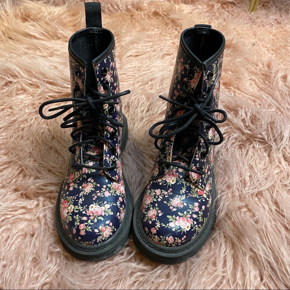 Doc Martens Style Floral Boots